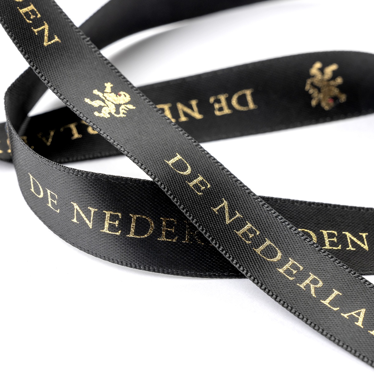 Lint met tekst bedrukt zwart